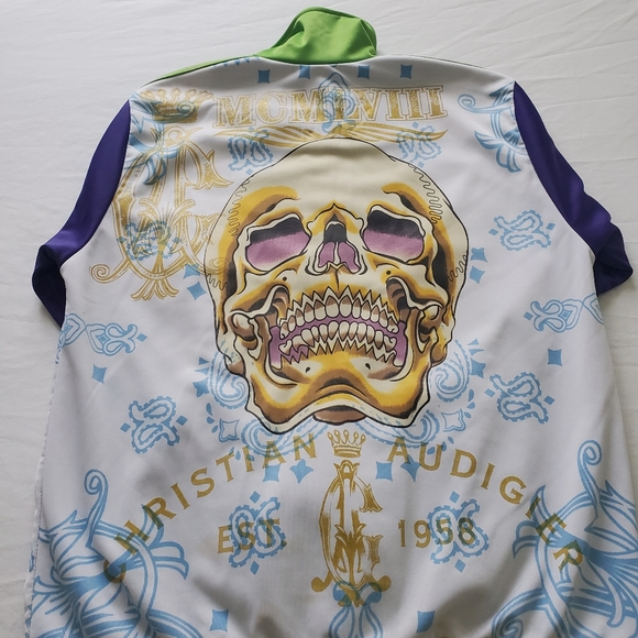 Ed hardy track coat stripped green white purple L - Picture 6 of 7